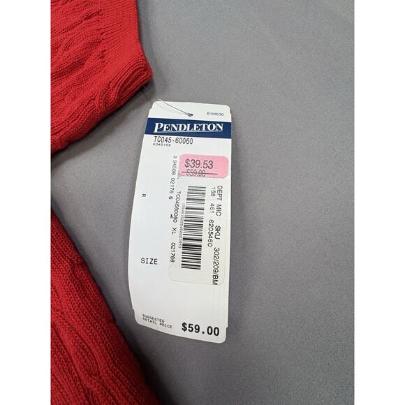 Pendleton Red Cable Knit Short Sleeve Sweater 100% Cotton Size XL NWT - Picture 7 of 7